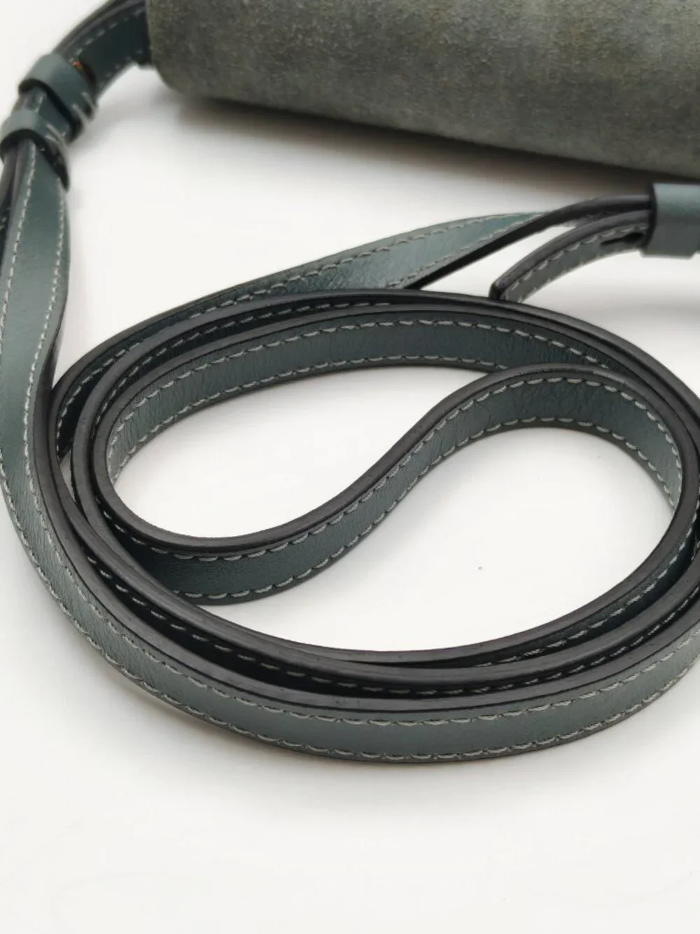 Chloé Faye Small Crossbody Bag Dark Green Suede Leather Gold Chain Authentic